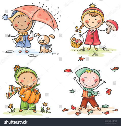 Little Kids Autumn Activities Stock Vector (Royalty Free) 213527485 - Shutterstock