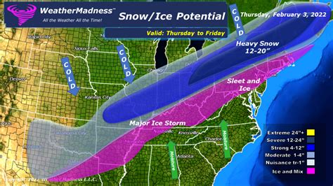 Weather Madness - Updated Snow and Ice Map- Heavy Snow Hits the ...