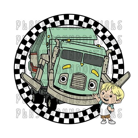 Trash Truck Retro Character Art Digital Download High-quality PNG and ...