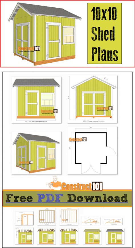 Shed Plans - 10x10 Gable Shed - PDF Download - Construct101