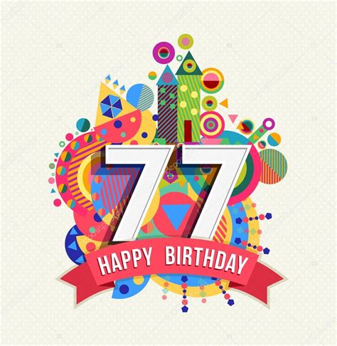 Happy birthday 77 year greeting card poster color Stock Vector Image by ...