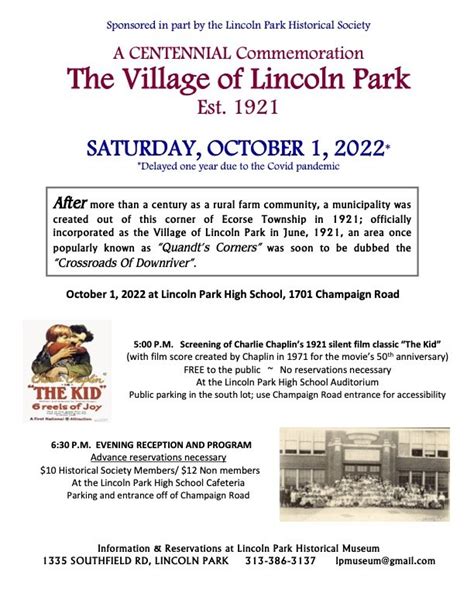 Lincoln Park Centennial Anniversary — Lincoln Park Historical Society ...