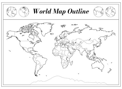 A4 Size World Map Outline | World map printable, World map outline ...