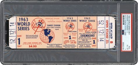 1963 World Series Game One Full Ticket PSA VG-EX 4