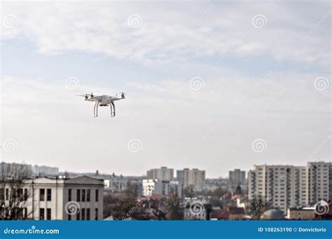 Drone Flying Above City and Government Buildings Stock Photo - Image of ...