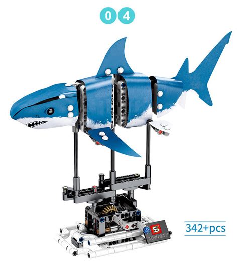 S innovate 7006a-d robot shark swim fish gear power toy blocks toys ...