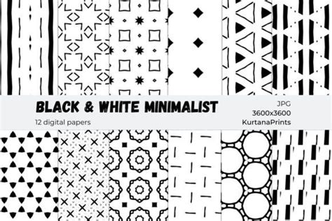 Minimalist Patterns in Black & White Graphic by KurtanaPrints ...