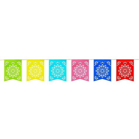 12 Foot Long Rainbow Multicolored Flag Mexican Sun Del Sol Design Plastic Garland Drop Banner ...