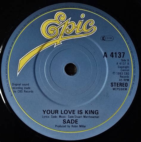 Sade – Your Love Is King (1983, Paper Labels, Vinyl) - Discogs