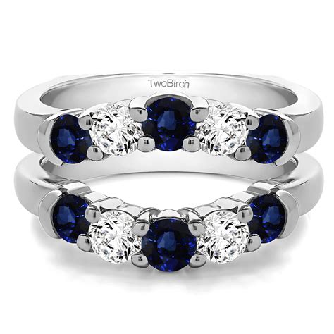 TwoBirch Ring Guards - 1.48 Ct. Sapphire and Diamond Classic Curved ...