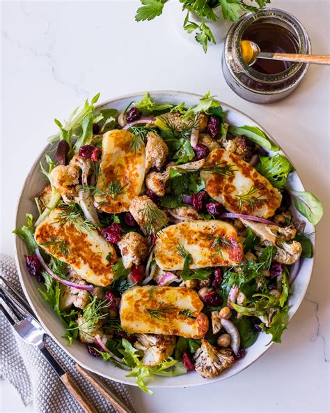 Roasted Cauliflower and Halloumi Salad - Nourish Every Day