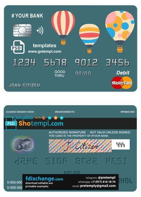 download # baloon bio universal multipurpose bank mastercard debit credit card template free fonts