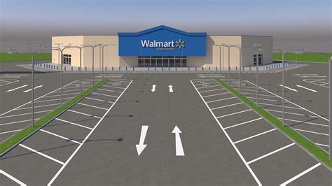 Walmart with Parking Lot 3D model | CGTrader