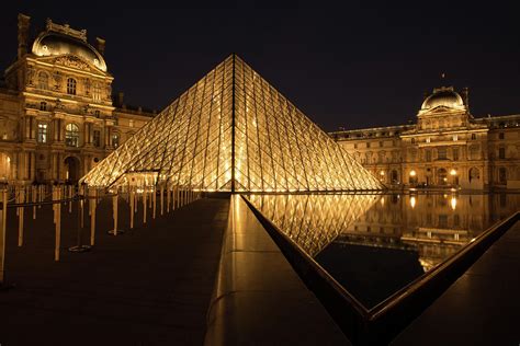 Louvre Museum and It's Reflection at Night - Musee du Lovre Photograph ...