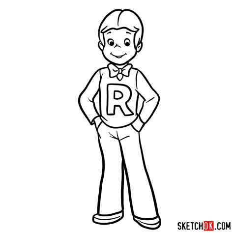 How to draw Richie Rich (cartoon style) - Sketchok easy drawing guides