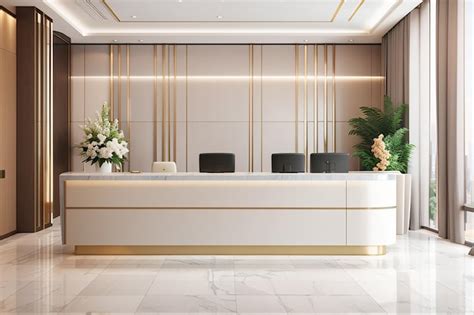 Premium AI Image | 3d rendering luxury hotel reception hall and office ...