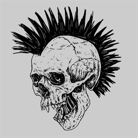 calavera punk con pelo mohicano 16416971 Vector en Vecteezy