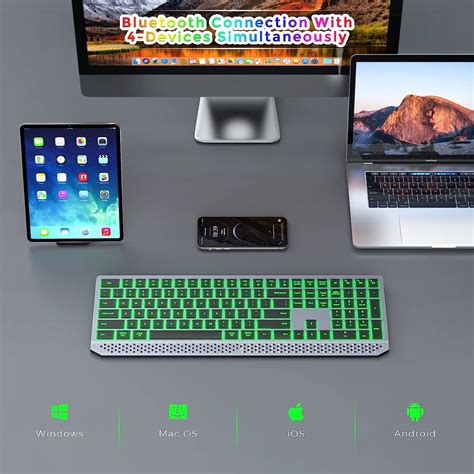 Buy Backlit Bluetooth Keyboard Multiple Devices, Full Size Multi-Device Slim Rechargeable ...