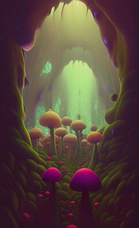 Mushroom Fantasy Aesthetic 🍄 Trippy Artificial Intelligence Art Wallpaper 8k Wallpaper, Digital ...