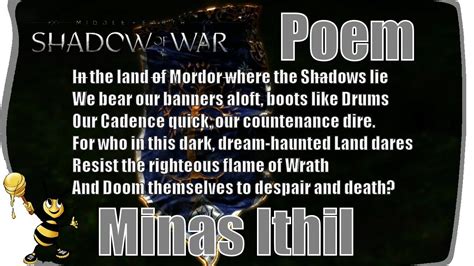 SHADOW OF WAR Minas Ithil ITHILDIN DOOR POEM Legendary Armor ...