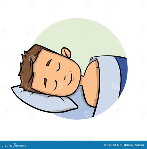 Cartoon Young Man Sleeping in a Bed. Cartoon Design Icon. Flat Vector Illustration. Isolated on ...