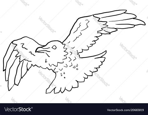 Flying crow line drawing Royalty Free Vector Image