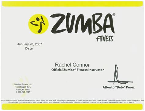 Examples Of Best Certificate: Zumba Certification