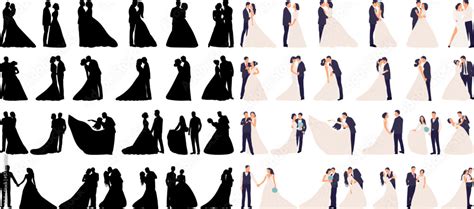 flat style bride and groom big set isolated, vector Stock Vector | Adobe Stock