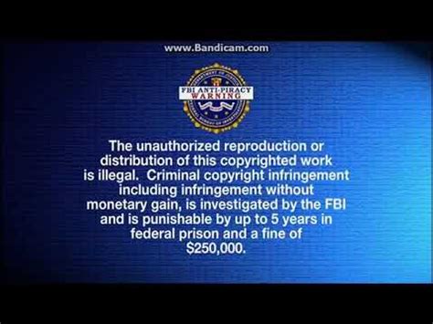 Sony FBI Anti-Piracy Warning Screen (2005-2012) - YouTube