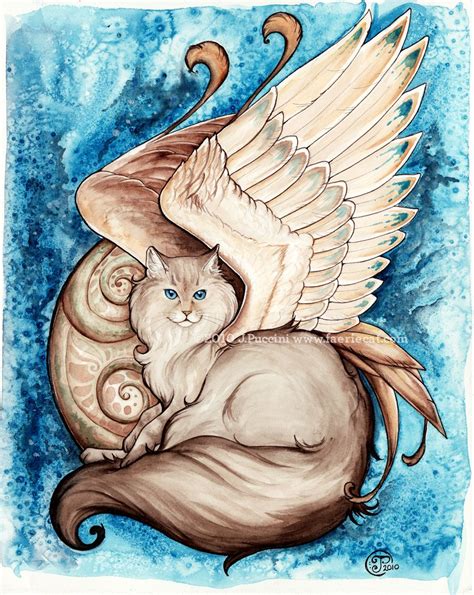 Azara Winged Cat Portrait by starwoodarts.deviantart.com on @deviantART Gato Angel, Angel Cat ...