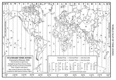 Printable World Time Zone Map