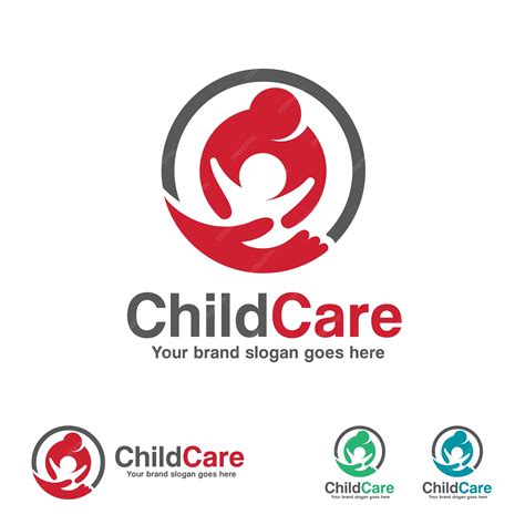 Premium Vector | Child Care Logo, Mother and Kid with Hand Symbol