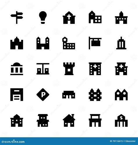 City Elements Vector Icons 2 Stock Illustration - Illustration of church, home: 70116615