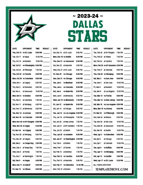 Printable 2023-2024 Dallas Stars Schedule