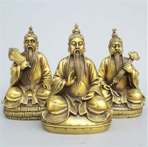 SCY 502+++Pure bronze, three Ching Dynasty, Taoist statues, gods bronze statues, bronze ...