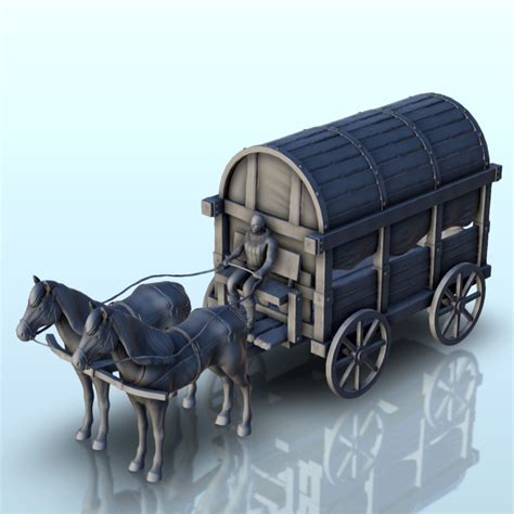 Hartolia miniatures | Medieval carriage with horses and coachman (2 ...