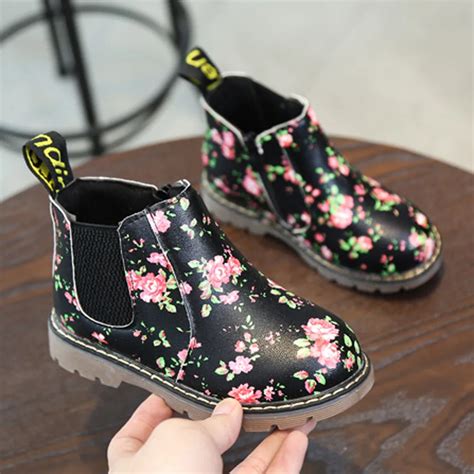 Aliexpress.com : Buy Child Baby Girls Shoes Fashion Leather Floral Kids Shoes Martin Boots ...