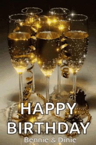 Happy Birthday Champagne Gold Sparkling Glass GIF | GIFDB.com