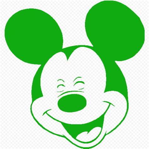 Transparent Mickey Mouse Face Green Silhouette | Citypng