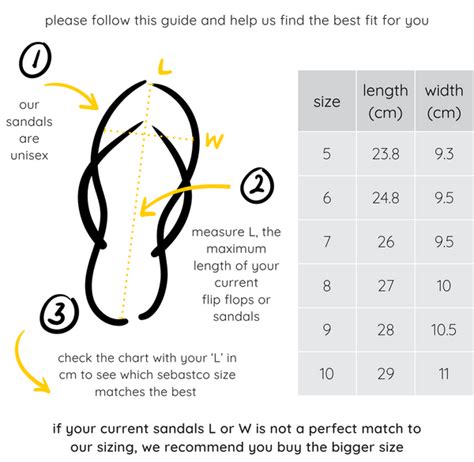 sandals size guide - Sebastco