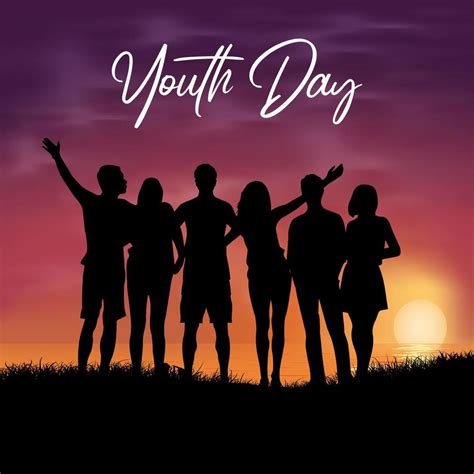 Celebration International Youth Day Design with sunset background ...