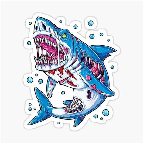 "Shark Zombie " Sticker for Sale by Awruna | Redbubble