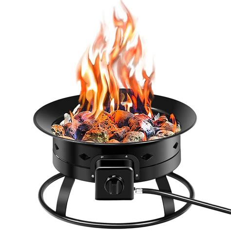 Costway Portable Fire Pit Outdoor 58,000 BTU Propane Patio Lava Rocks Camping Events - Walmart ...