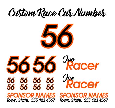 Race Car Number Package, Racing Stickers, Race Number Kit, Racing Stickers, - Urban Artwork