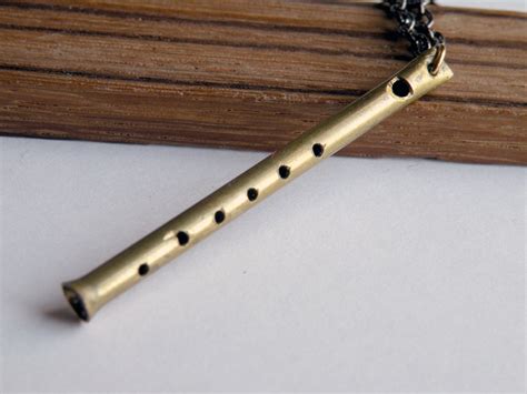 Pied Piper flute Necklace, handmade in brass