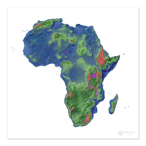 Africa - Elevation map, white - Fine Art Print – Grasshopper Geography