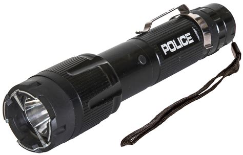 POLICE Tactical Metal Stun Gun LED Flashlight Rechargeable - 1159 Black | eBay