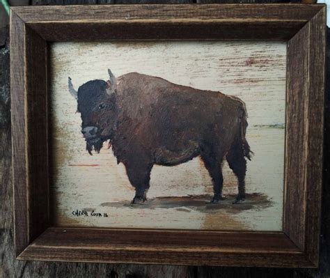 Buffalo oil painting framed by CherylKorbArt on Etsy