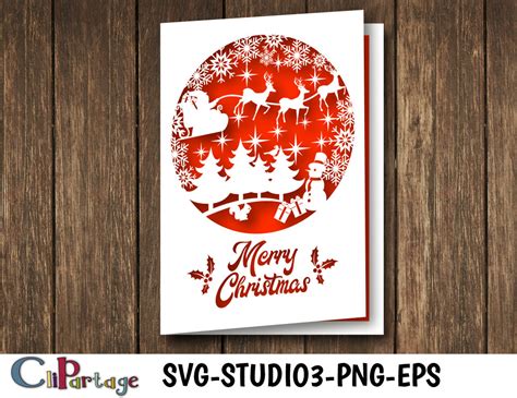 CHRISTMAS CARD Svg Card cutting file Christmas template svg | Etsy