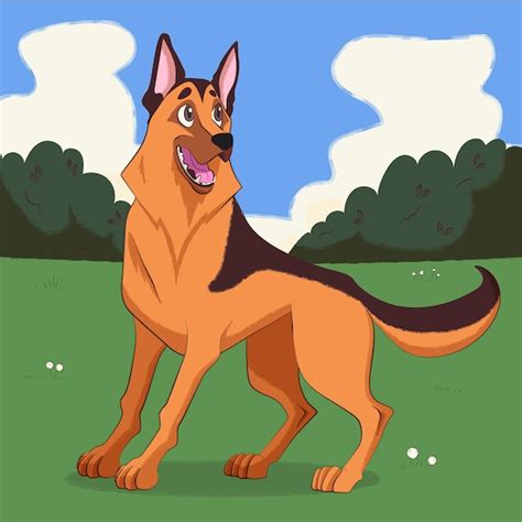 Free Vector | Hand drawn cartoon german shepherd illustration